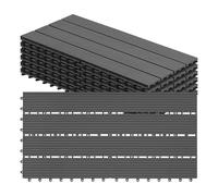 WOLTU WPC Dalle de sol Revêtement Carrelage 30x60cm pour jardin terrasse système plug-in pour fixation, Gris 6 pièce / 1 m²