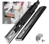 WOLWES Coulisse Tiroir Push Open, 250 300 350 400 450 500 550 mm, Sortie Totale, 1 Paire, Montage Latéral, Roulement à Billes (Color : Negro, Size : 35cm/14in)