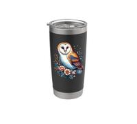 Womens Girls Nature Flowers Barn Owl Art Lover Gobelet isotherme en acier inoxydable double paroi