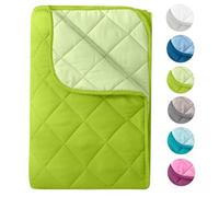 wometo Couette d'été en microfibre - Design réversible - 200 x 200 cm - Certifié Oeko-Tex - Vert et vert clair - Lavable à 95° - Pour le camping et les journées chaudes - Utilisable sans housse