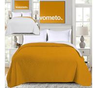 wometo Couvre-lit réversible 220x240 Oeko-TEX Microfibre Jaune/Gris | Jeté de lit XXL ouatiné et matelassé pour lit double, canapé et lit