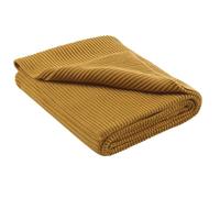 wometo eco Couverture tricotée 140 x 190 cm, jaune, certifiée GRS, 60 % recy koTex, avec motif de tricot