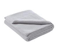 wometo eco Plaid en Tricot 140 x 190 cm Blanc/Gris chiné - Couverture tricotée certifiée GRS 60% recy oekoTex avec Motif tricoté