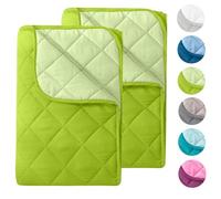 wometo Lot de 2 couettes d'été Microfibre 155x220 Oeko-TEX Vert 95 °C | Lot de 2 couettes d'été légères pour le camping, lavables à 95 °C, design réversible, utilisables sans housse
