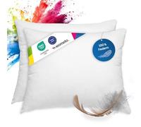 wometo Lot de 2 oreillers 100% Plumes 70x90 cm - 1200g oekoTex Coussin de Remplissage Housse Coton Blanc I Oreiller intérieur/Remplissage d'oreiller/Petit Oreiller (Nombreuses Dimensions) (2 pièces)
