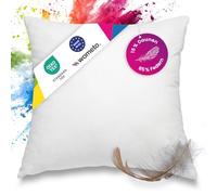 wometo Premium-Line OekoTex Oreiller en Plumes et Duvet - 90% Plumes 10% Duvet 50x50 cm avec 600 g de garnissage Housse Coton Blanc