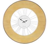 WOMO-DESIGN | Grande Horloge Murale XXL Alfheim Ronde Ø85 cm Blanc-Nature, en Bois-Métal, Style Vintage, Décoration Rétro, Chiffres Romains, Mouvement Silencieux, pour Salon Cuisine Salle à Manger