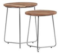 WOMO-DESIGN Set 2x Tables d'Appoint Rondes Ø 43x52/Ø 38x45 cm, Argent Naturel, Unique,