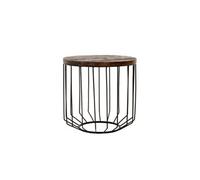Womo-design Table d'appoint ronde – Noir et bois naturel