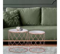 Womo-design table basse gigogne ronde - cuivre blanc