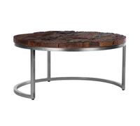 WOMO-DESIGN Table Basse Gigogne Ronde Surabaya, Ø 70x35 cm, en Bois d'Acacia Massif,