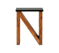 WOMO-DESIGN Table Basse Neuss Forme N 60 cm Bois d'Acacia Massif Marron-Noir Sculpté à la