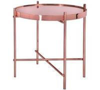 WOMO-DESIGN Table Basse Ronde - Ø 43 x 45 cm - Plateau en Verre - Cadre Revêtement Rosa G