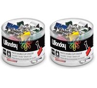 WONDAY - Boite de 40 Pinces Double-Clip 19 mm Couleurs assorties (Lot de 2)