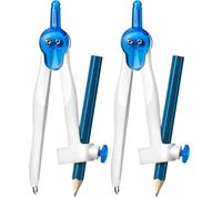 WONDAY - Compas Canon Bicolore avec Crayon en Plastique - Pour Écoliers, Dessin Technique et Géométrie (Lot de 2)