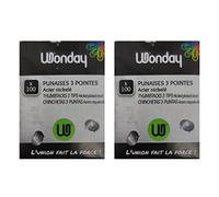 WONDAY Lot de 2 Boites de 100 Punaises 3 Pointes Acier Nickelé