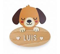 WONDEE Cadeau bebe 1 an Garcon et Fille Personnalisé Chien, Plaque en Bois pour Portes et Decoration Chambre Bebe, Cadeaux Maman Naissance, Bapteme Fille et Garcon, Cadeau Bebe 6 mois, 1 an