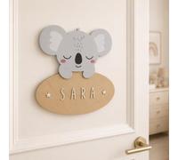 WONDEE Cadeau Naissance Fille et Garcon Personnalisé Koala, Plaque en Bois pour Portes et Decoration Chambre Bebe, Cadeaux Bapteme, idée Cadeau bebe 1 an Fille et Garcon Bebe Naissance 3, 6 mois