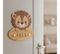 WONDEE Cadeau Naissance Garcon Personnalisé Lion, Noms en Bois Personnalisés pour Portes et Decoration Chambre Bebe, Cadeaux Bapteme idée Cadeau enfant 1 an Garcon et bebe Naissance 3, 6 mois