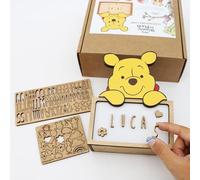 WONDEE Disney Lampe Winnie l'ourson personnalisée pour bébé avec nom et dessins personnalisable à la maison avec la famille - Veilleuse Winnie l'ourson, cadeau pour bébé et baptême garçon et fille