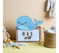 WONDEE Lampe Veilleuse Bébé Personnalisée et Veilleuse Enfant Personnalisée Baleine - Accesoire Cadeau Bebe naissance personnalisé Garcon et Fille, Cadeau Bapteme Fille et Garcon (comprend câble USBC)