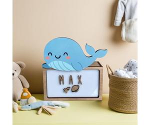 WONDEE Lampe Veilleuse Bébé Personnalisée et Veilleuse Enfant Personnalisée Baleine - Accesoire Cadeau Bebe naissance personnalisé Garcon et Fille, Cadeau Bapteme Fille et Garcon (comprend câble USBC)