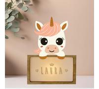 WONDEE Lampe Veilleuse Bébé Personnalisée et Veilleuse Enfant Personnalisée Licorne - Accesoire Cadeau Bebe naissance personnalisé Garcon et Fille, Cadeau Bapteme Garcon et Fille (comprend câble USBC)