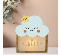 WONDEE Lampe Veilleuse Bébé Personnalisée et Veilleuse Enfant Personnalisée Nuage - Accesoire Cadeau Bebe naissance personnalisé Garcon et Fille - Lampe de Chevet bebe (comprend câble USBC)