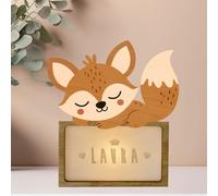 WONDEE Lampe Veilleuse Bébé Personnalisée et Veilleuse Enfant Personnalisée Renard - Accesoire Cadeau Bebe naissance personnalisé Garcon et Fille, Cadeau Bapteme Fille et Garcon, Decoration Bebe
