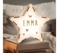 WONDEE Vintiun Veilleuse Bébé Personnalisée, Lampe Veilleuse Enfant d'Étoile 16,5x16,5x6cm - Cadeau Bebe naissance personnalisé - Lampe de Chevet Chambre Led, Decoration Chambre Bebe, garcon et filles