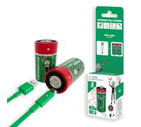 Wonder Full Energy - Pack 2 Piles C / LR14 Rechargeables USB-C - 1.5V, 2100mAh, 3500mWh - Lithium-ION - Câble Inclus - Charge Rapide - Économique - Idéal Jouets, Lampes, Radios