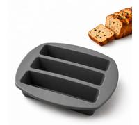 Wondercook - Moule à cake en silicone platinium pour 3 cakes rectangulaires - Apéro patisserie gâteau mini cake brioche et pain madeleine financier - Compatible cake factory ou four