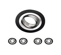 Wonderlamp 5 pcs Spot Encastré Rond classique avec support d'ampoule GU10, Angle d'inclinaison 30°, Ø9,3x2,5 cm, Noir et Aluminium