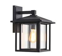 wonderlamp - Applique murale extérieure Avenue, 1xE27, Max 60W, IP 23, Applique Vintage, forme de lanterne avec verre, Noir