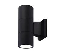 Wonderlamp - Applique murale extérieure Chill 65 W, étanche IP44, lampe extérieure moderne, cylindrique, noir, 2 lumières GU10