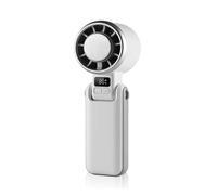 Wonderlamp - Ventilateur à main Glasi blanc, mode glace, 5 vitesses, écran LED, silencieux, batterie rechargeable et pliable - Mini ventilateur portable