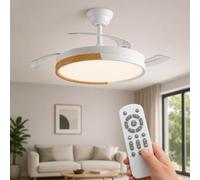 wonderlamp Ventilateur de plafond lames rétractables avec lumière LED avec télécommande 48 W