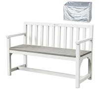 WONDERMAKE® Banc de jardin en bois résistant aux intempéries avec housse 2 | Banc d'extérieur moderne résistant aux intempéries avec housse de protection - Banc de parc massif - Banc de jardin - Banc de