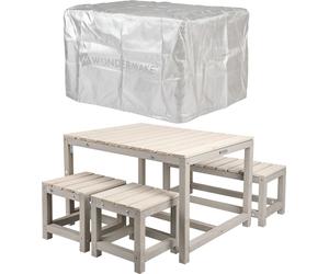 WONDERMAKE® Design Ensemble de salon pour enfants Outdoor Garten Holz avec housse Ensemble de salon pour enfants Indoor groupe de pique-nique à partir de 3 ans Ensemble de salon de jardin gris beige