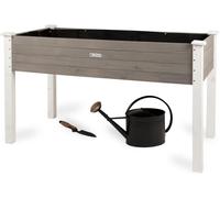 WONDERMAKE Grand bac en bois surélevé pour jardin balcon terrasse, bac à plantes en kit XL rectangulaire étroit avec film en non-tissé, bac à herbes aromatiques bac à plantes déco, 124x63x75 cm, blanc
