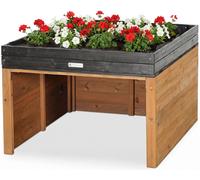 WONDERMAKE® Grand garage design pour tondeuse robot XXL universel avec écoulement d'eau, maison en bois bac à plantes, abri pour tondeuse robot carport garage pour tondeuse robot