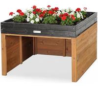 WONDERMAKE® Grande Garage pour robot tondeuse de design XXL Universelle avec évacuation d'eau, maison en bois avec jardinière, abri pour robot tondeuse, carport, garage pour robot tondeuse à toit plat