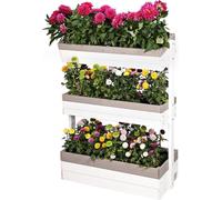 WONDERMAKE® Grande plate-bande verticale à 3 étages en bois Outdoor Balcon Jardin Mur debout, plate-bande verticale Caisses herbes aromatiques Fraises, blanc gris anthracite
