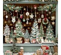 wondever Stickers Autocollant Fenetre Arbre de Noël Boho Flocon de Neige | Deco Amovibles Noël Intérieur, Adhérence Statique, Réutilisable, Recto-Verso, Stickers Fenetre Noel pour Vitre Porte