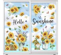 wondever Stickers Fenetre Fleurs Tournesol Autocollant Fenêtre Fleur Plante Electrostatique Anti-Collision Décoration pour Printemps Été Vitre Stickers