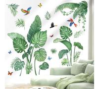 wondever Stickers Muraux Feuilles de Palmier Vertes Mural Stickers Plantes | Décoration Murale Peel & Stick, Décoration Chambre Salon Salle de Bains, Couleurs Vives et Nettes, Stickers Murals Amovible