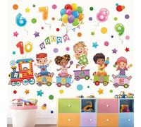 wondever Stickers Muraux Lecture Livres Enfants Train Autocollants Muraux | Décoration Murale Peel & Stick, Décoration Bébé Pépinière Chambre Enfants, Couleurs Vives et Nettes, Stickers Murals Amovible