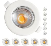 Wondlumi 10W Spot LED Encastrable Dimmable Extra Plat,2700K Blanc Chaud COB,850LM 220V,Trou 65-88mm,Spot de Plafond Blanc Pour Cuisine Chambre Salon Lot de 6