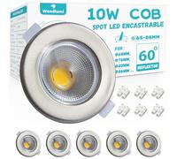 Wondlumi 10W Spot LED Encastrable Extra Plat,850LM Equivalent 100W Halogène Incandescence,4000K Blanc Neutre,Spot de Plafond Inox 220V,Trou 68mm,Lot de 6