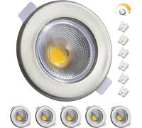 Wondlumi 7W Spot LED Encastrable Dimmable Extra Plat,Blanc Neutre 4000K COB,Spot de Plafond Inox 220V 600LM Pour Cuisine Chambre Salon,Trou 65-88mm Lot de 6